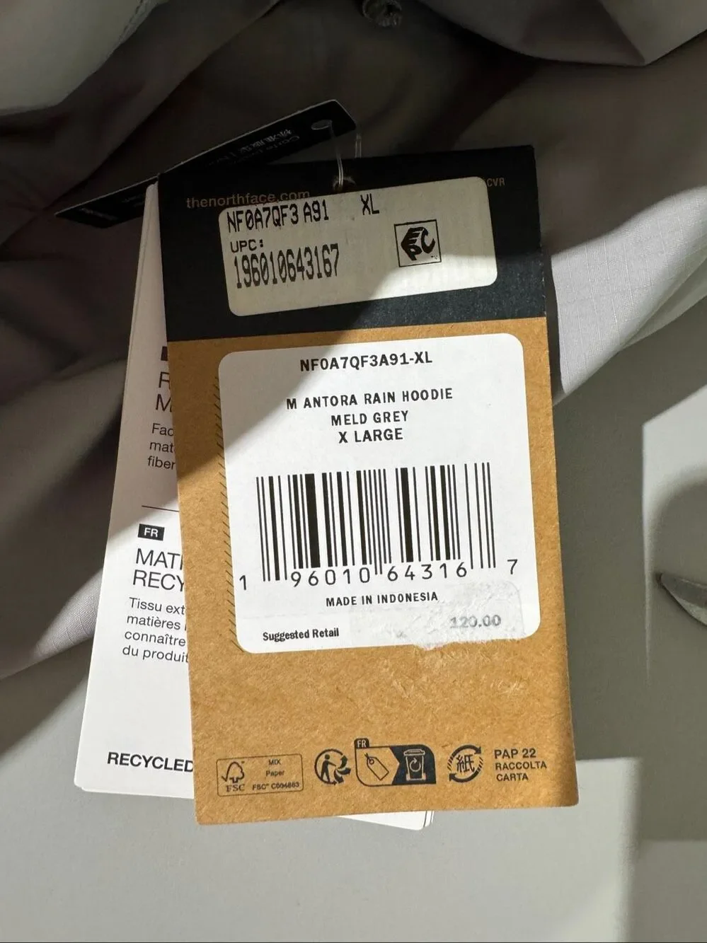 The North Face Antora Hooded Rain Jacket Meld Grey XL